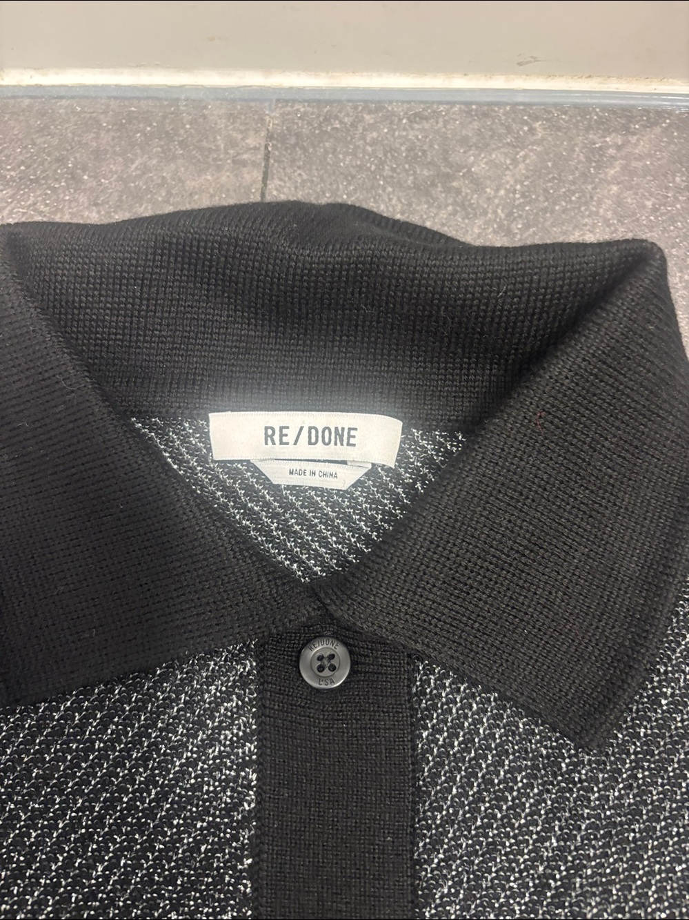 Re/Done Black & Charcoal Knit Button-Up cardigan NWT - Picture 4 of 5